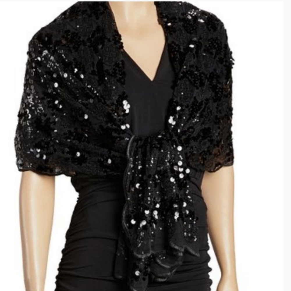 Betsey Johnson sequined wrap scarf